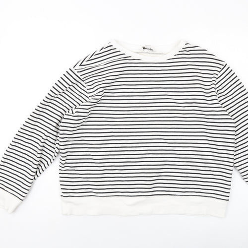 Marks and Spencer Womens White Striped Cotton Pullover Sweatshirt Size M Pullover