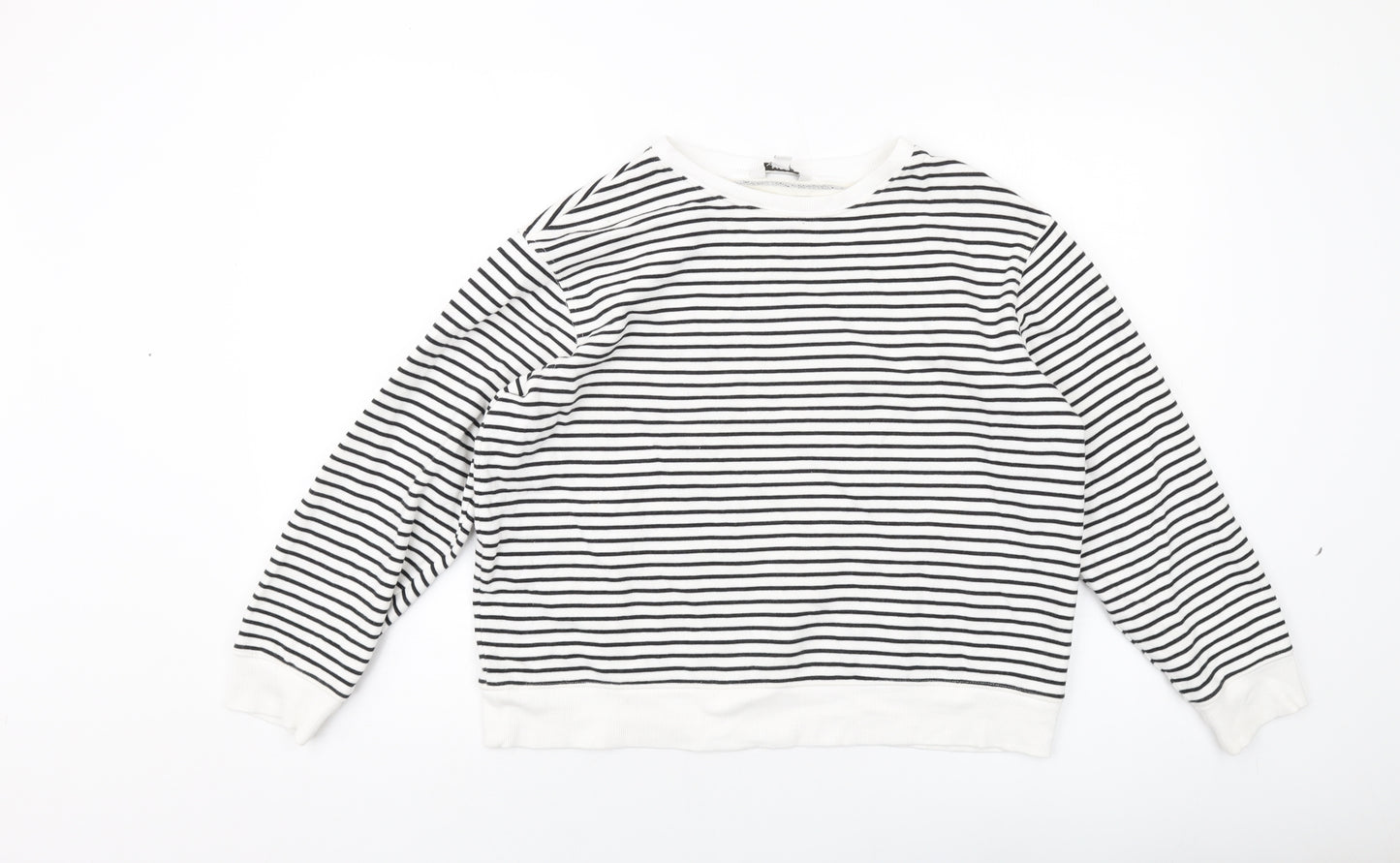 Marks and Spencer Womens White Striped Cotton Pullover Sweatshirt Size M Pullover