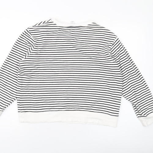 Marks and Spencer Womens White Striped Cotton Pullover Sweatshirt Size M Pullover