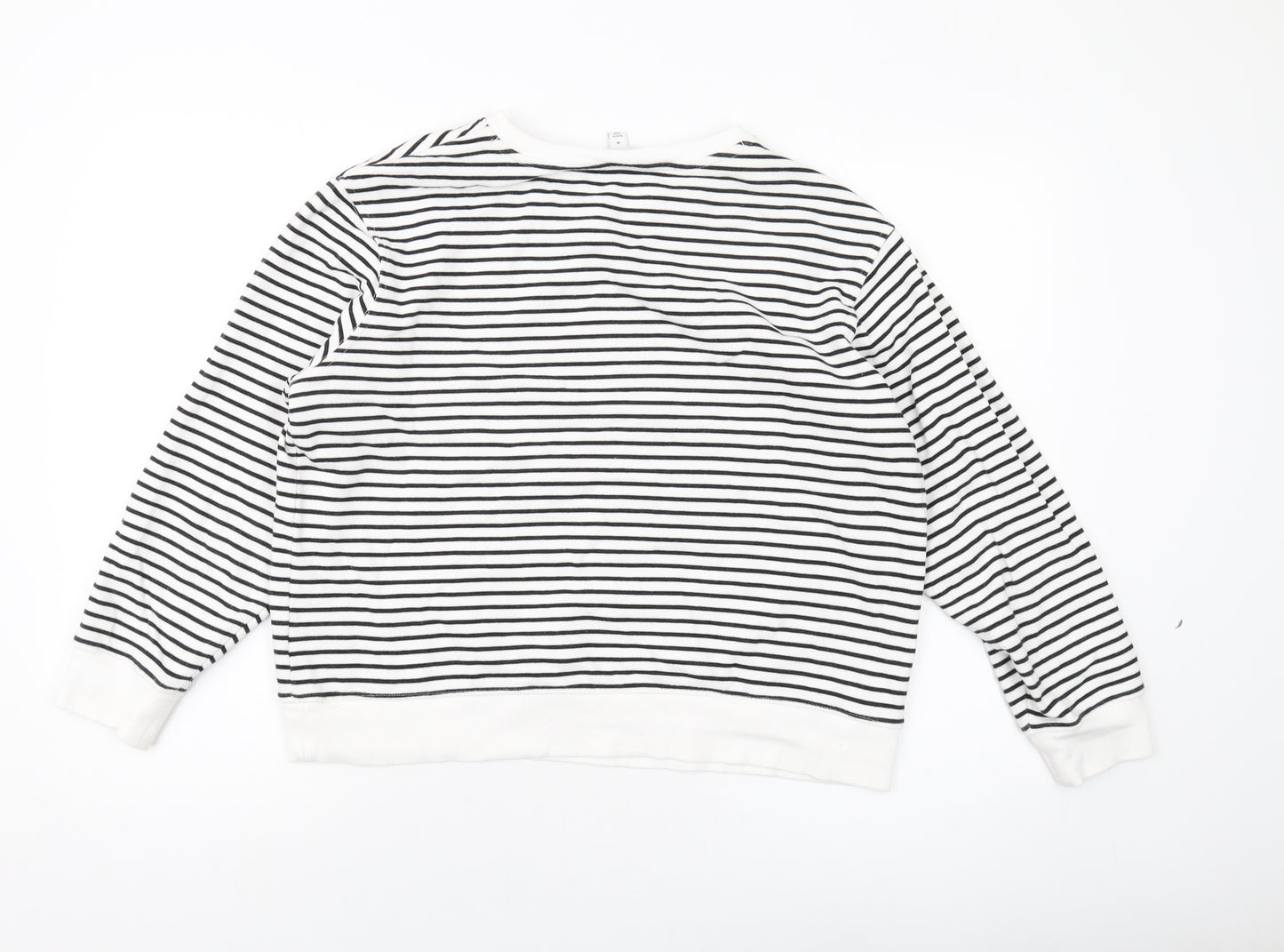 Marks and Spencer Womens White Striped Cotton Pullover Sweatshirt Size M Pullover