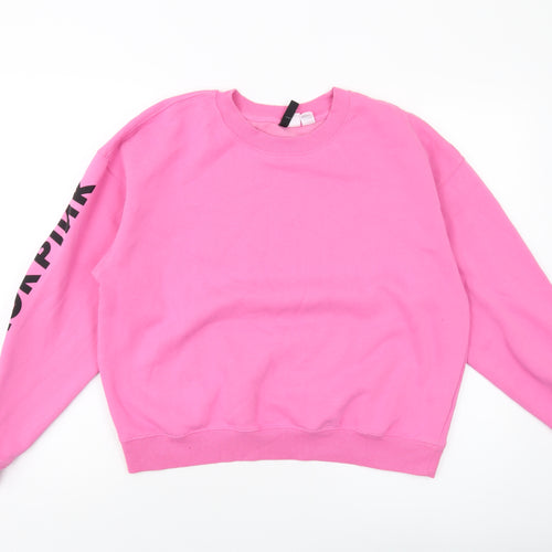 H&M Womens Pink Cotton Pullover Sweatshirt Size M Pullover