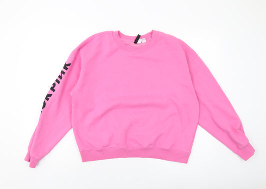 H&M Womens Pink Cotton Pullover Sweatshirt Size M Pullover