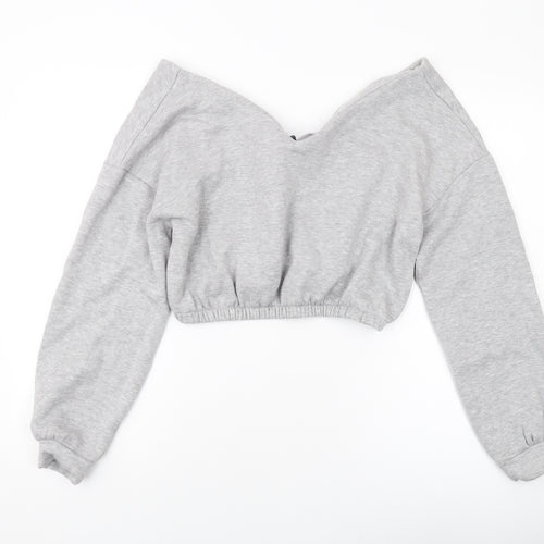 PRETTYLITTLETHING Womens Grey Polyester Pullover Sweatshirt Size M Pullover