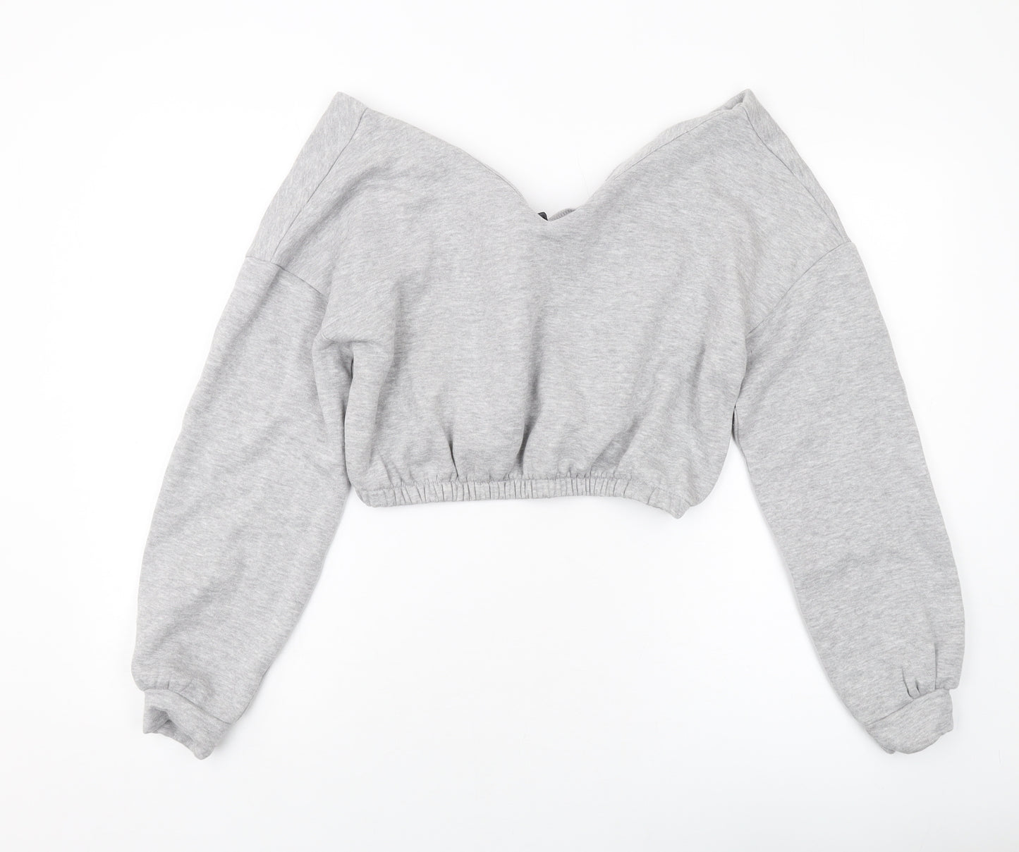 PRETTYLITTLETHING Womens Grey Polyester Pullover Sweatshirt Size M Pullover