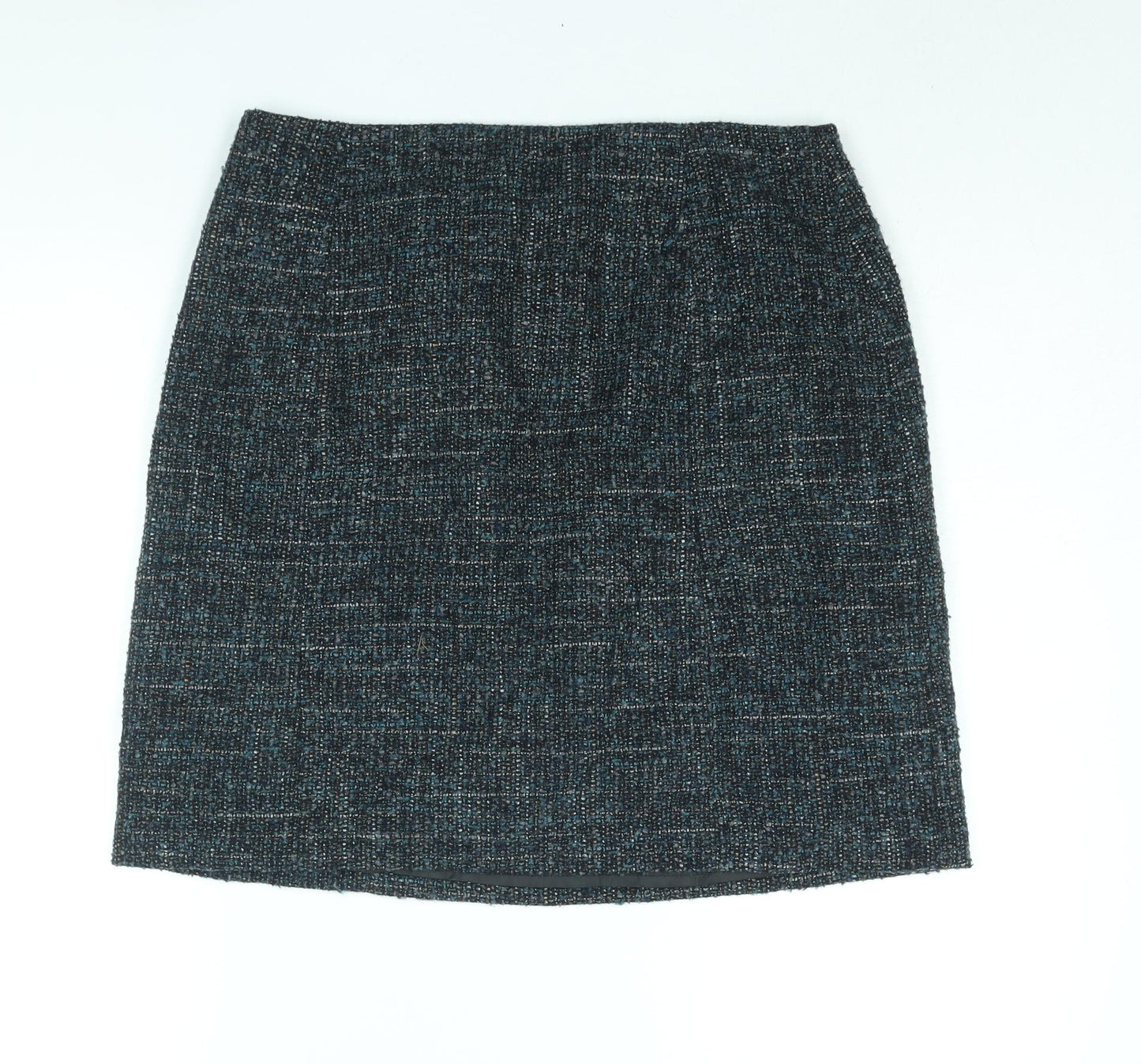 John Lewis Womens Blue Polyester A-Line Skirt Size 14 Zip