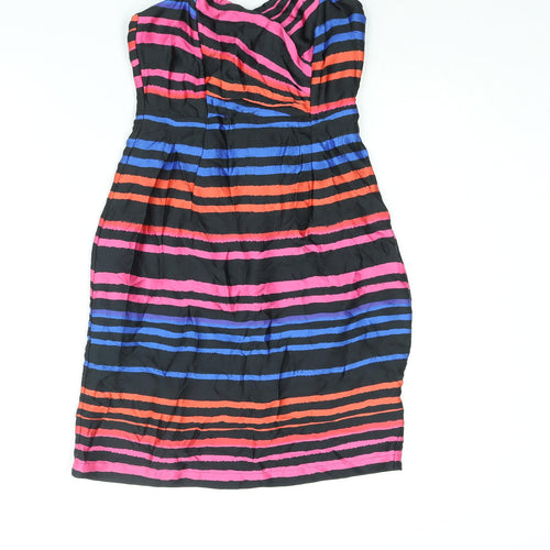 H&M Womens Multicoloured Striped Polyester Mini Size 8 Sweetheart Zip