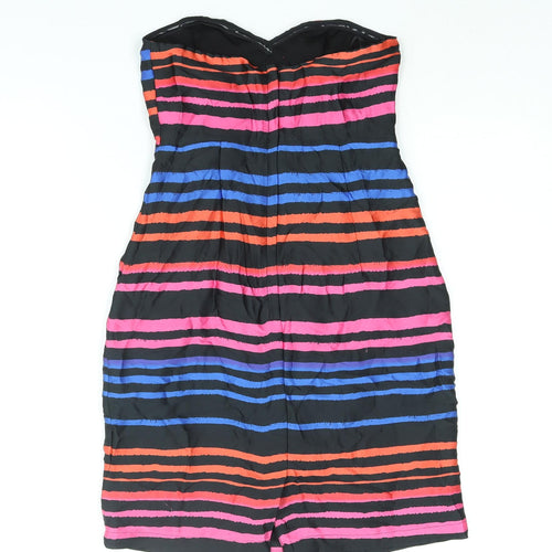 H&M Womens Multicoloured Striped Polyester Mini Size 8 Sweetheart Zip