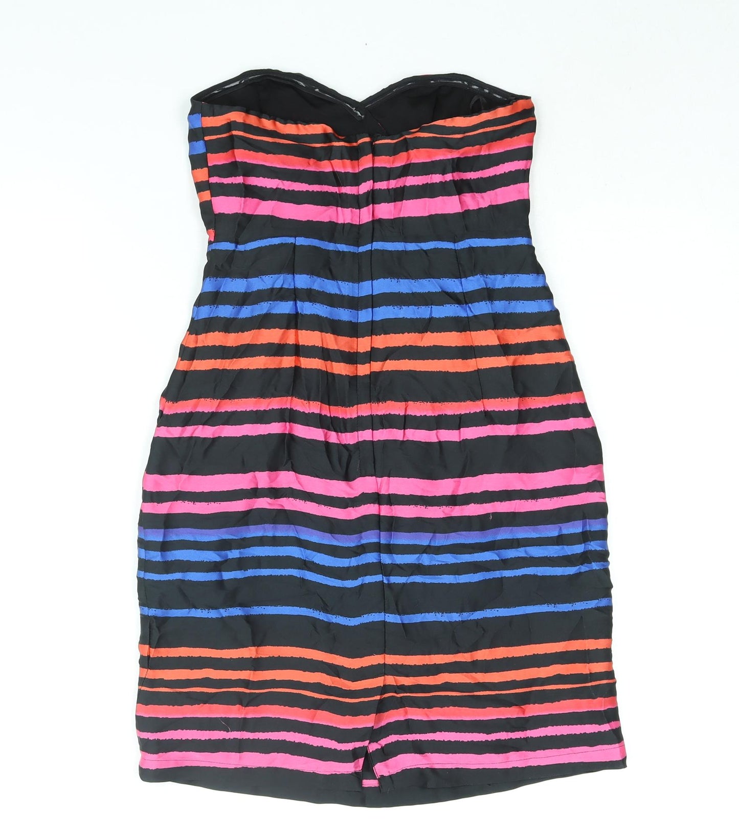 H&M Womens Multicoloured Striped Polyester Mini Size 8 Sweetheart Zip