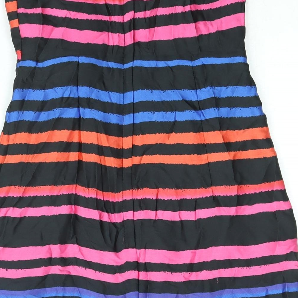 H&M Womens Multicoloured Striped Polyester Mini Size 8 Sweetheart Zip