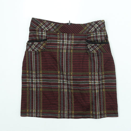 Dorothy Perkins Womens Multicoloured Check Polyester Mini Skirt Size 8 Zip