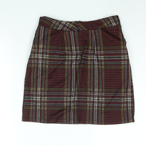 Dorothy Perkins Womens Multicoloured Check Polyester Mini Skirt Size 8 Zip