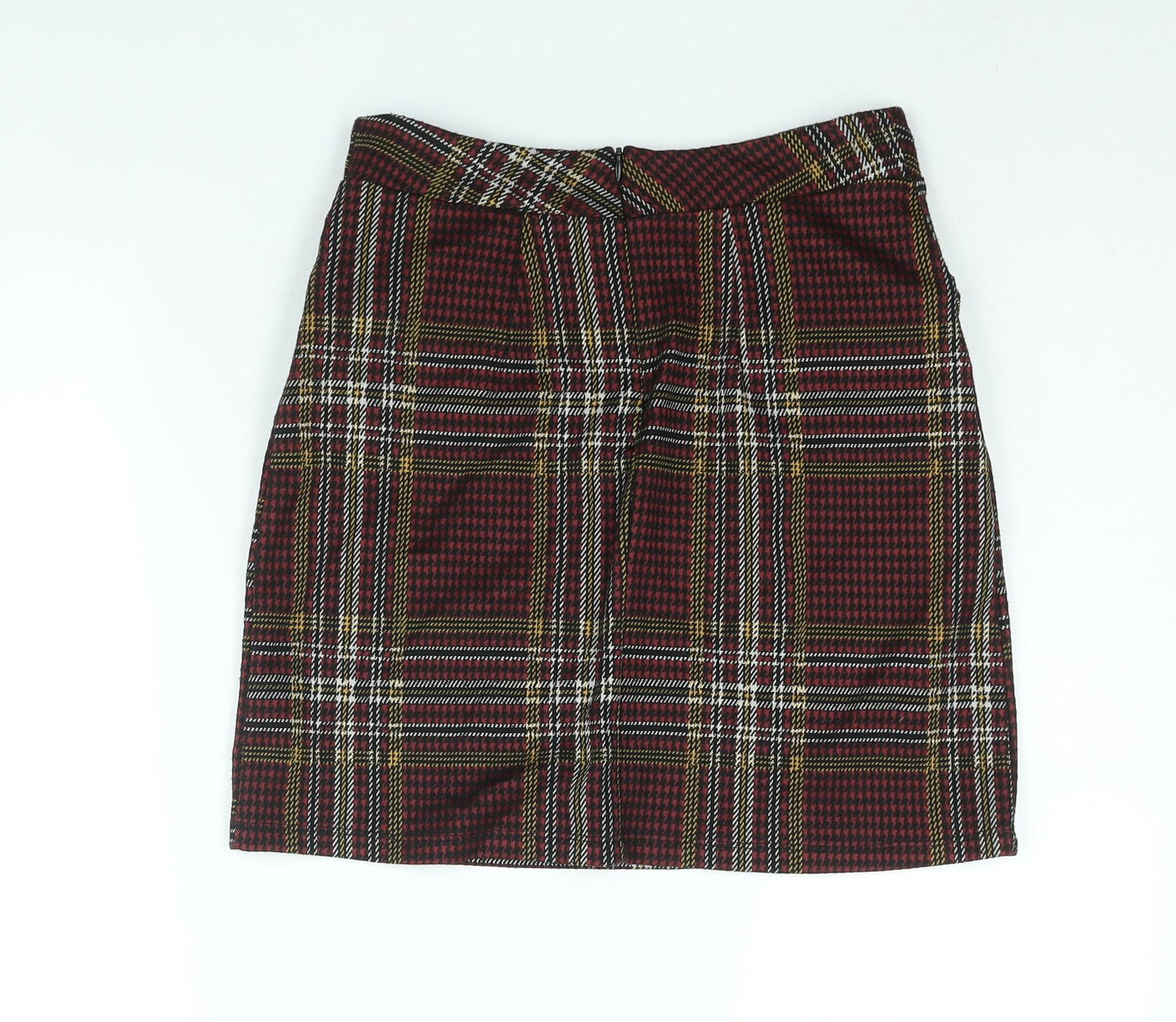 Dorothy Perkins Womens Multicoloured Check Polyester Mini Skirt Size 8 Zip