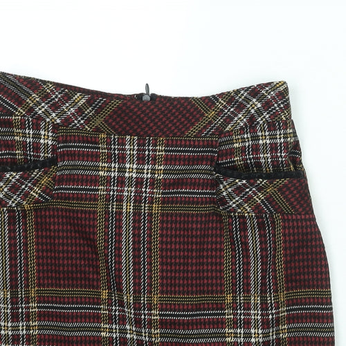 Dorothy Perkins Womens Multicoloured Check Polyester Mini Skirt Size 8 Zip