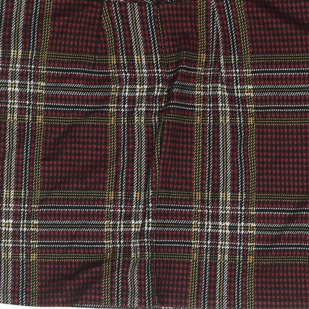 Dorothy Perkins Womens Multicoloured Check Polyester Mini Skirt Size 8 Zip