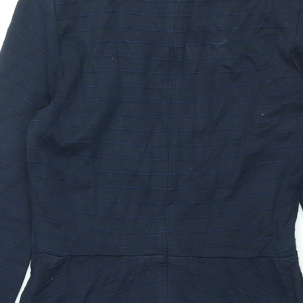 Hobbs Womens Blue Viscose Fit & Flare Size 10 Collared Zip