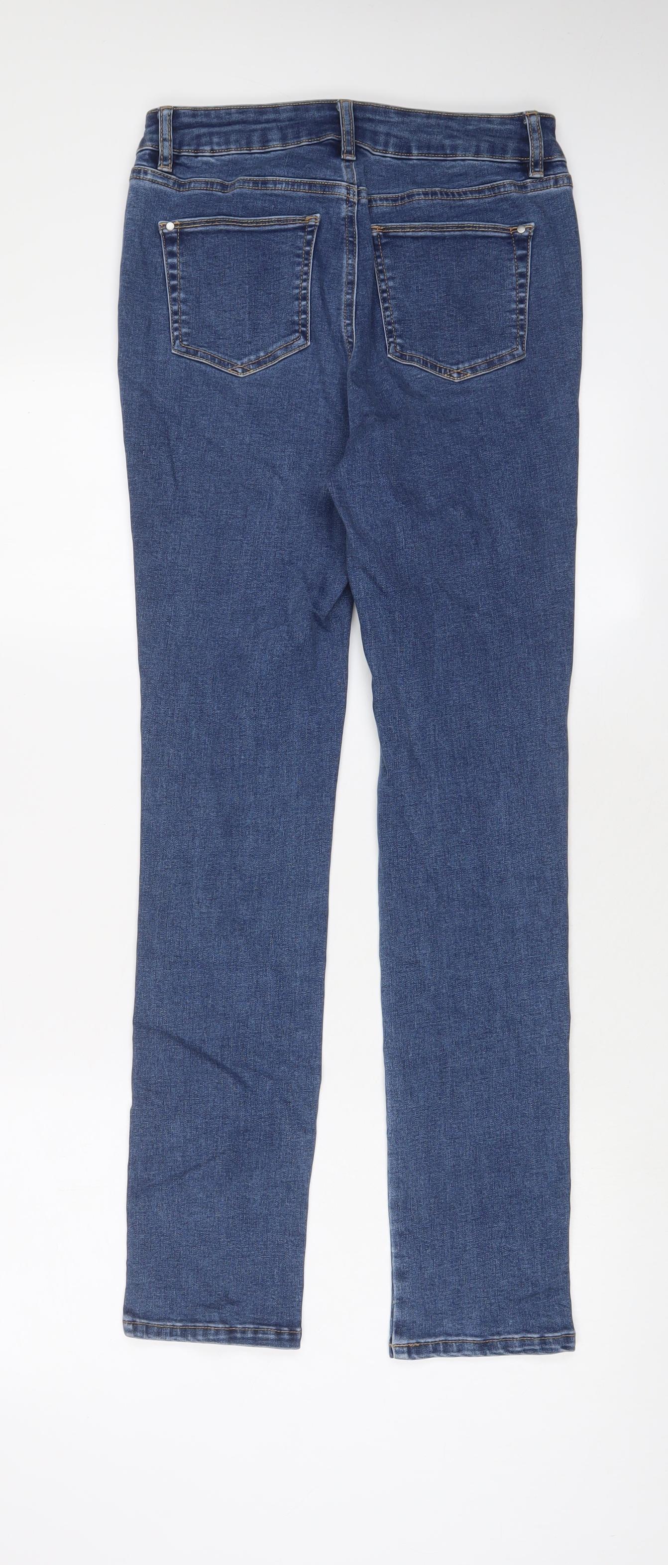 TU Womens Blue Cotton Straight Jeans Size 10 L30 in Slim Zip