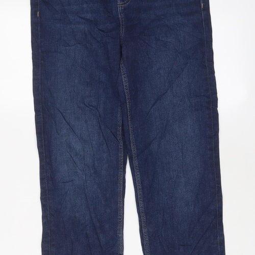 Marks and Spencer Womens Blue Cotton Straight Jeans Size 10 L26 in Regular Zip