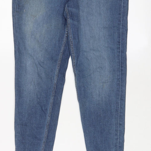 Marks and Spencer Womens Blue Cotton Skinny Jeans Size 10 L26 in Regular Zip