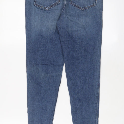 Marks and Spencer Womens Blue Cotton Skinny Jeans Size 10 L26 in Regular Zip