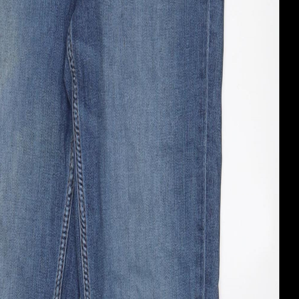 Marks and Spencer Womens Blue Cotton Skinny Jeans Size 10 L26 in Regular Zip