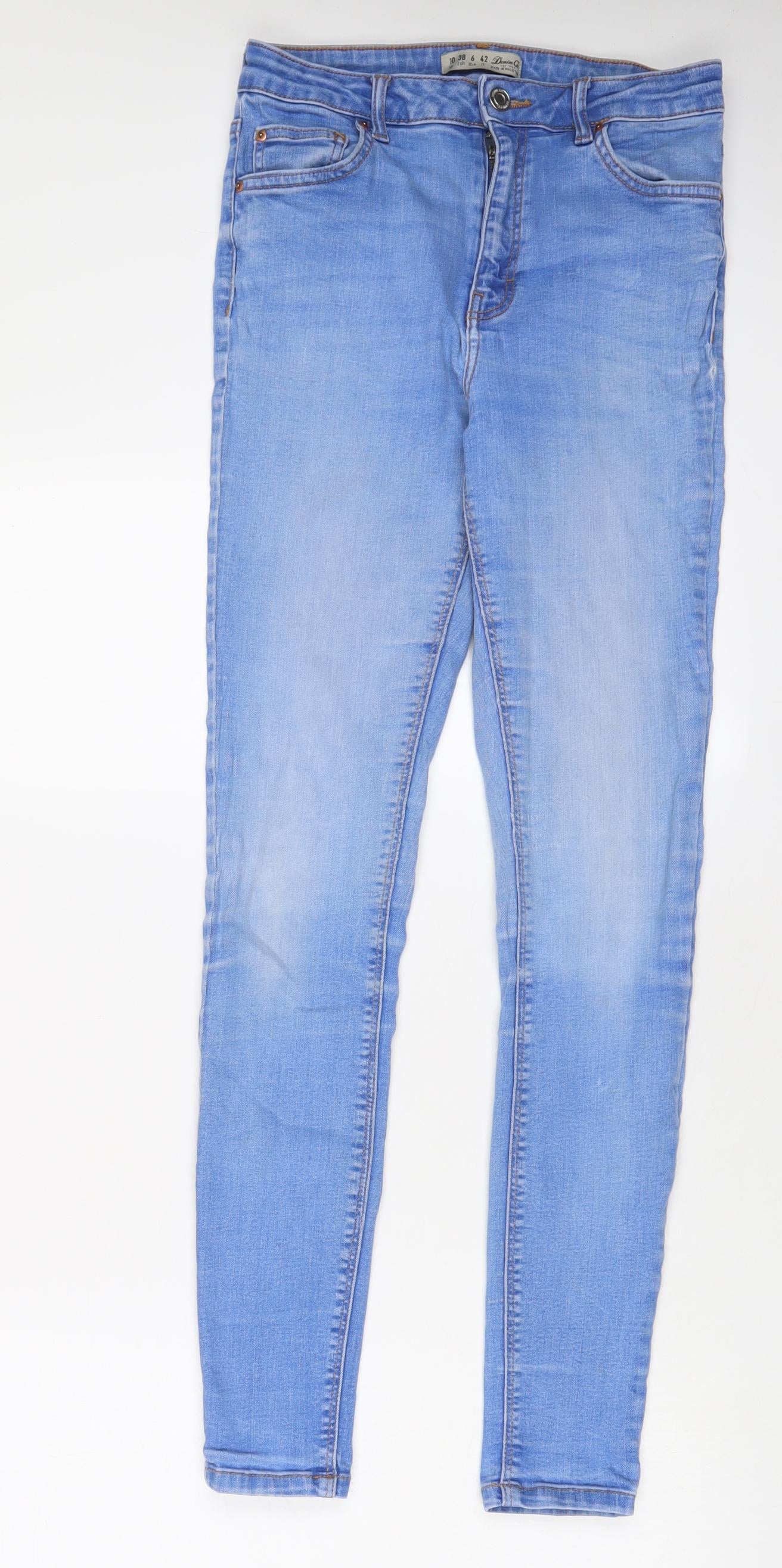 Denim & Co. Womens Blue Cotton Skinny Jeans Size 10 L29 in Regular Zip