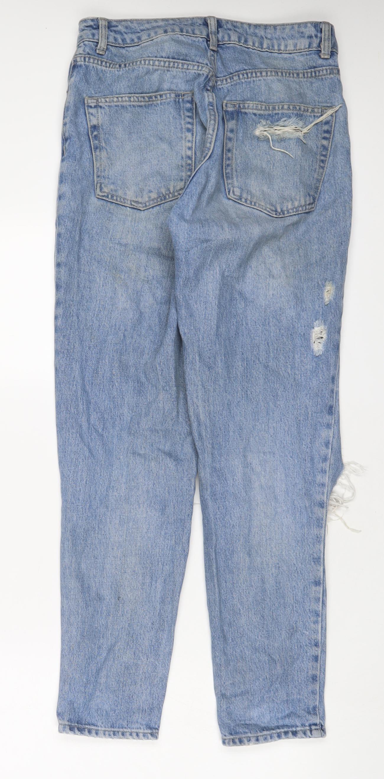 Topshop Womens Blue Cotton Mom Jeans Size 26 in L32 in Regular Zip