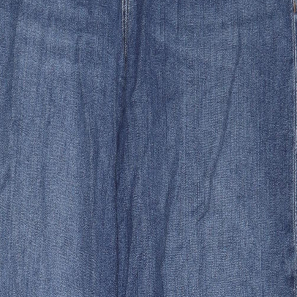 Marks and Spencer Womens Blue Cotton Wide-Leg Jeans Size 10 L30 in Regular Zip