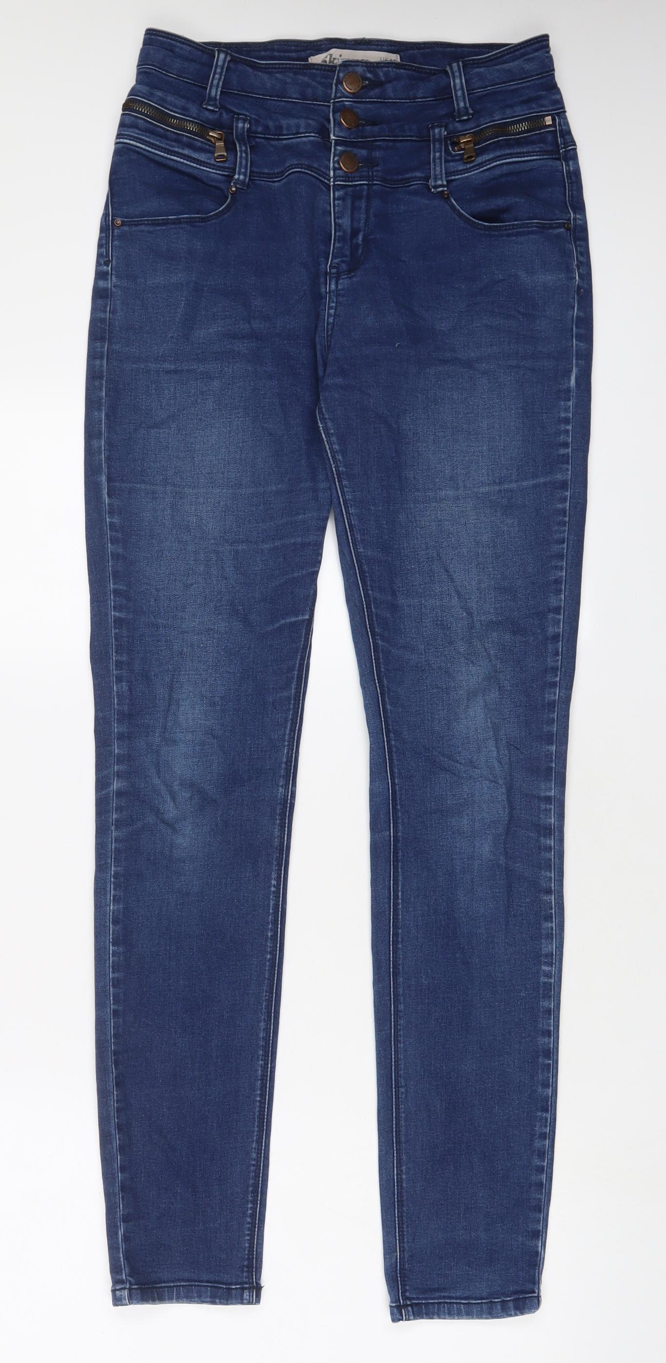 New Look Womens Blue Cotton Skinny Jeans Size 10 L32 in Regular Zip