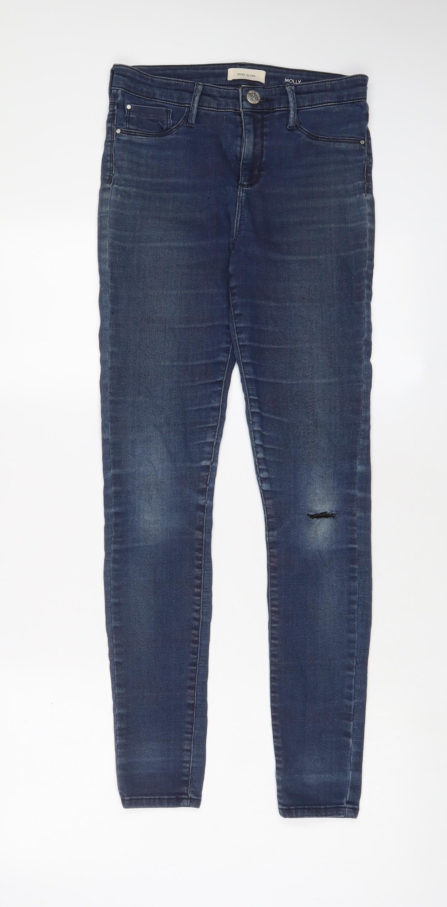 River Island Womens Blue Cotton Skinny Jeans Size 10 L30 in Regular Zip