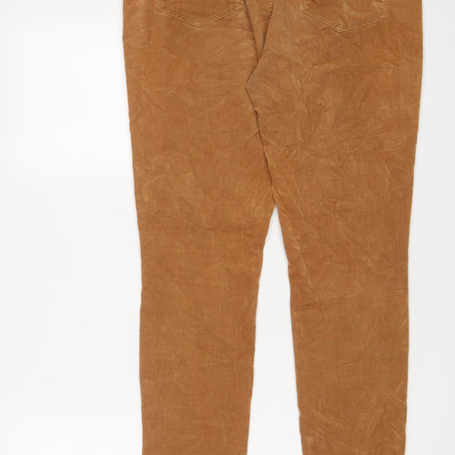 Indigo Womens Brown Cotton Trousers Size 12 L29 in Regular Zip