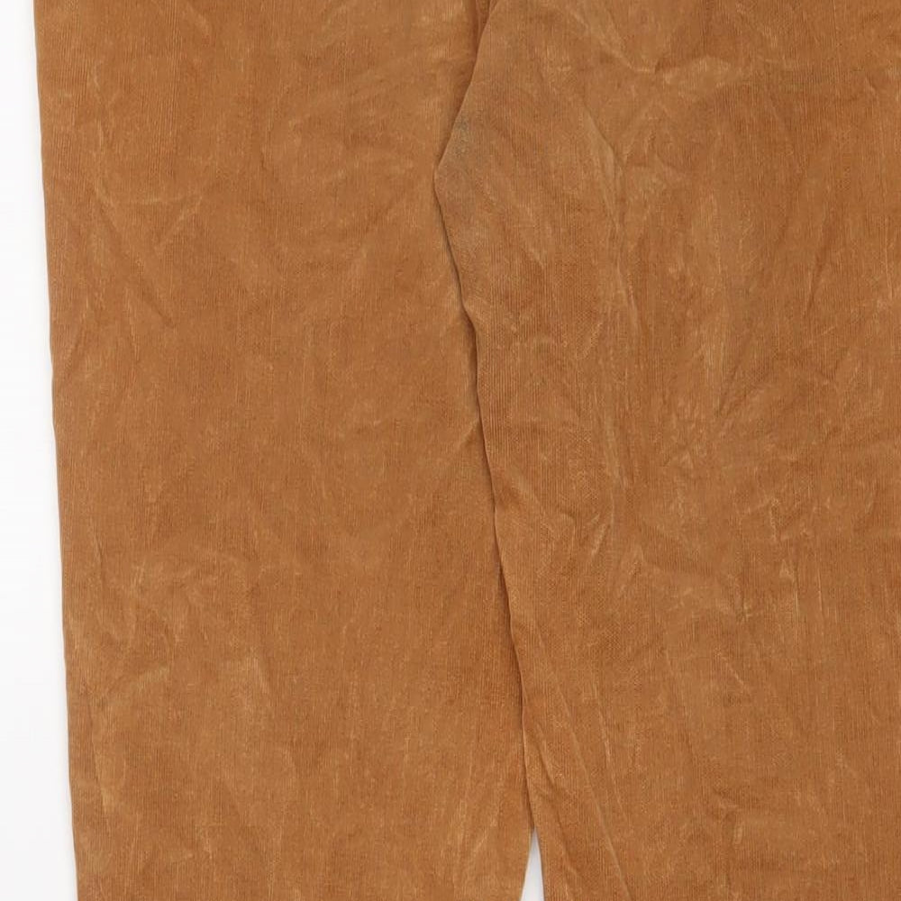 Indigo Womens Brown Cotton Trousers Size 12 L29 in Regular Zip