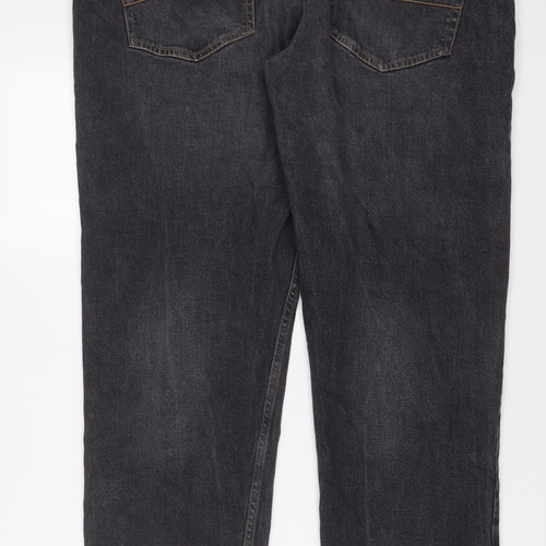 Dunnes Stores Mens Grey Cotton Straight Jeans Size 40 in L30 in Regular Zip - Short Leg