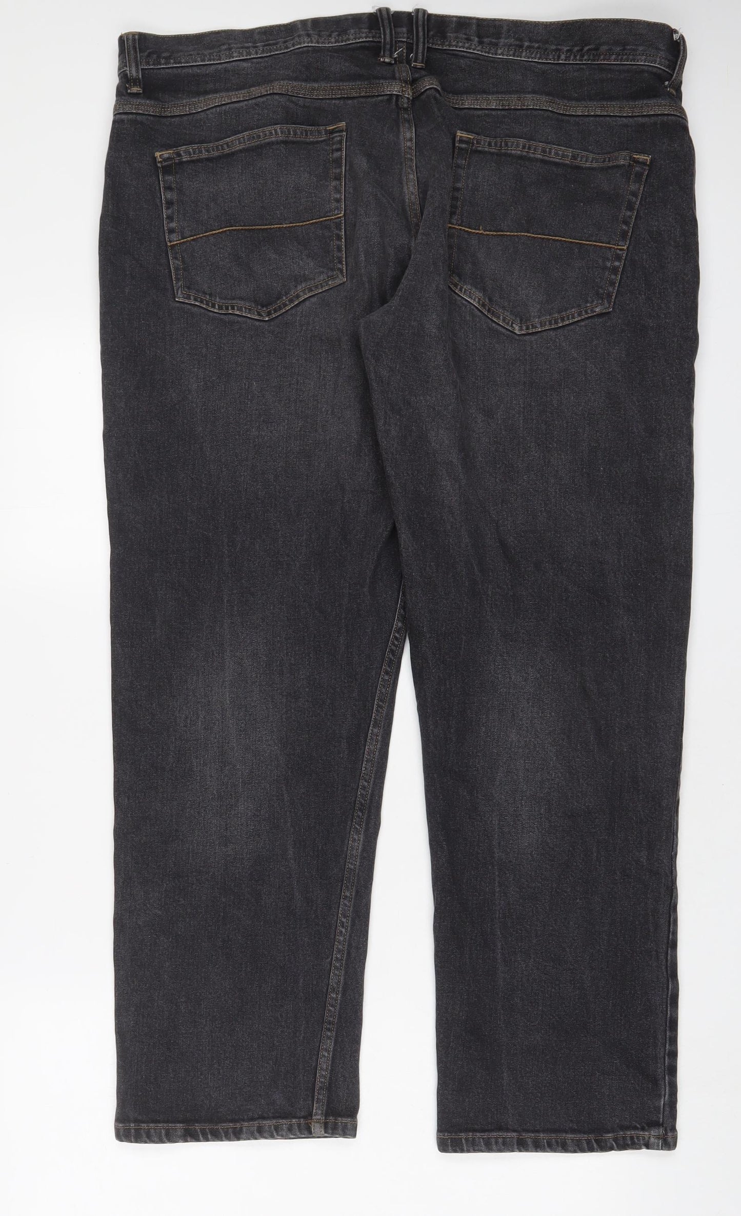 Dunnes Stores Mens Grey Cotton Straight Jeans Size 40 in L30 in Regular Zip - Short Leg