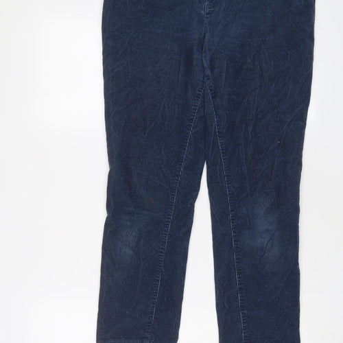 Seasalt Womens Blue Cotton Trousers Size 12 L25 in Regular Zip