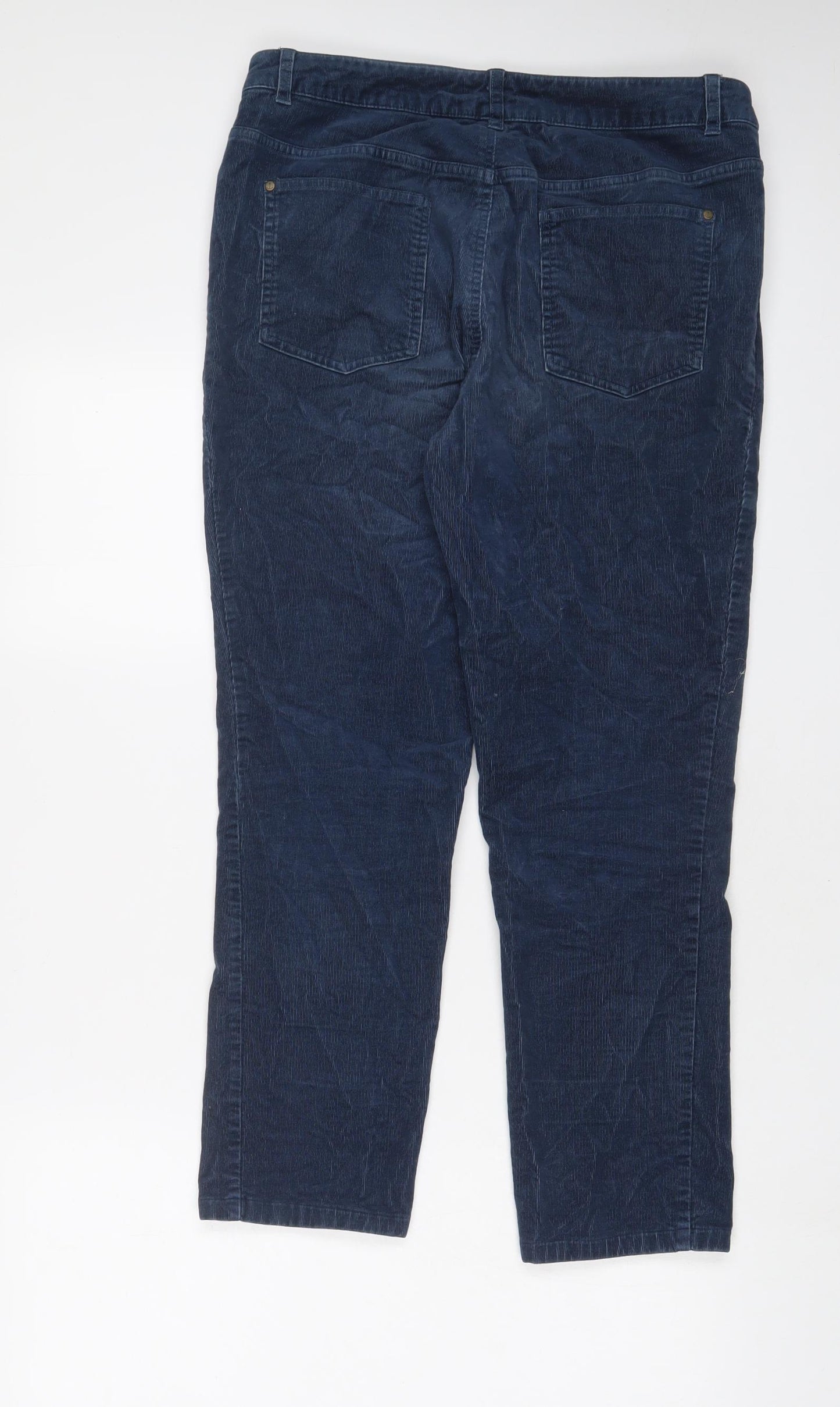 Seasalt Womens Blue Cotton Trousers Size 12 L25 in Regular Zip