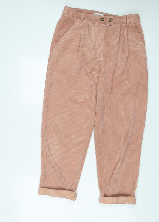 Topshop Womens Pink Cotton Trousers Size 12 L25 in Regular Zip