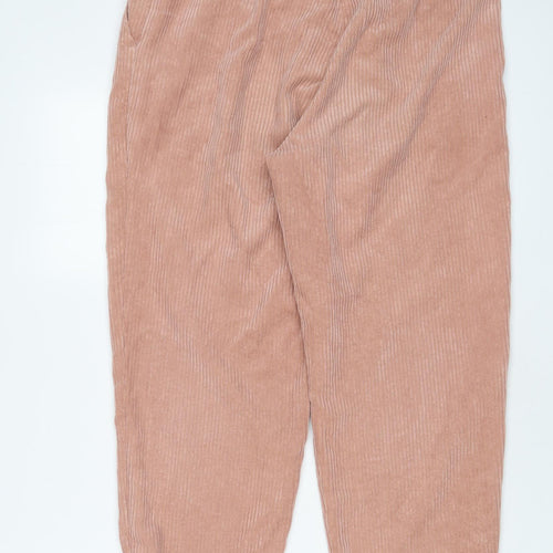 Topshop Womens Pink Cotton Trousers Size 12 L25 in Regular Zip