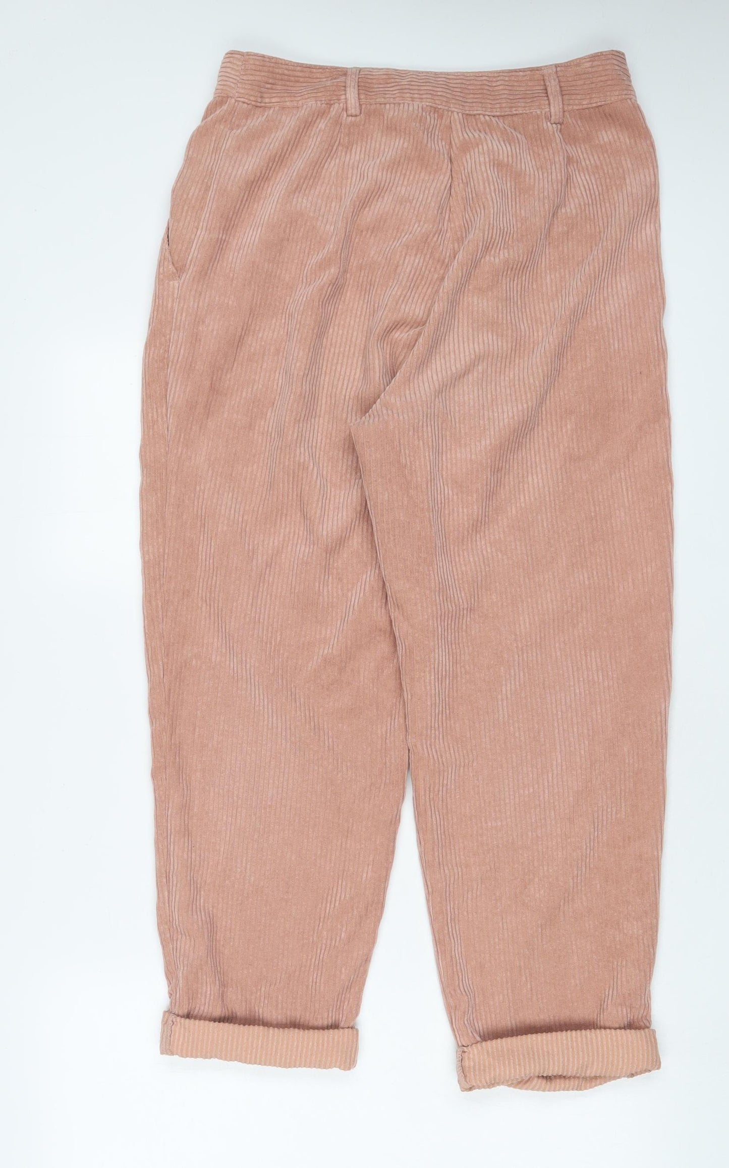 Topshop Womens Pink Cotton Trousers Size 12 L25 in Regular Zip