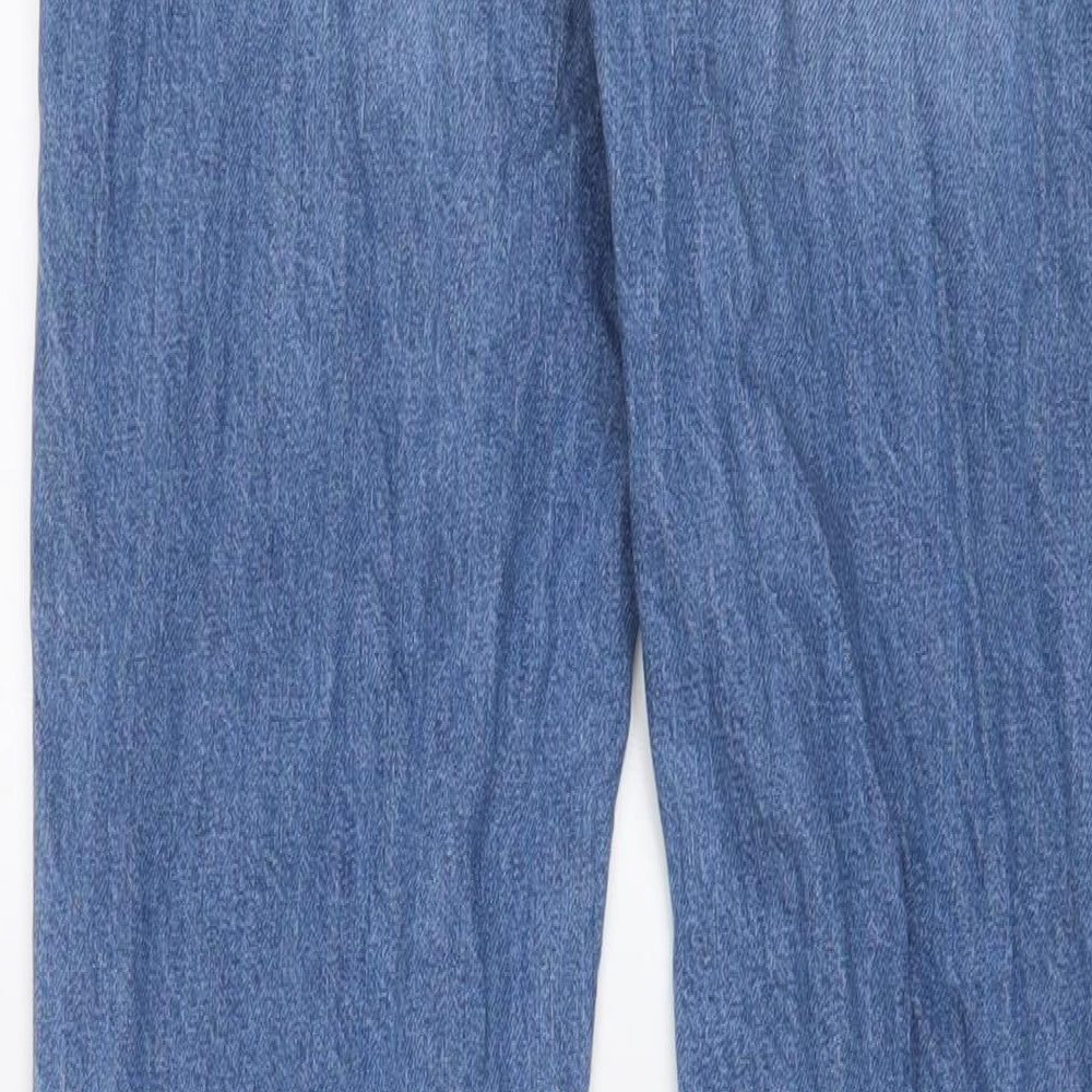 H&M Womens Blue Cotton Straight Jeans Size 10 L31 in Regular Zip - Split hem