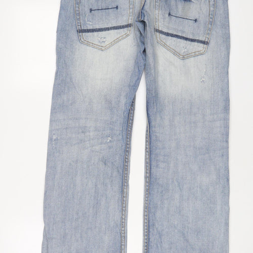 River Island Womens Blue Cotton Straight Jeans Size 10 L31 in Regular Zip