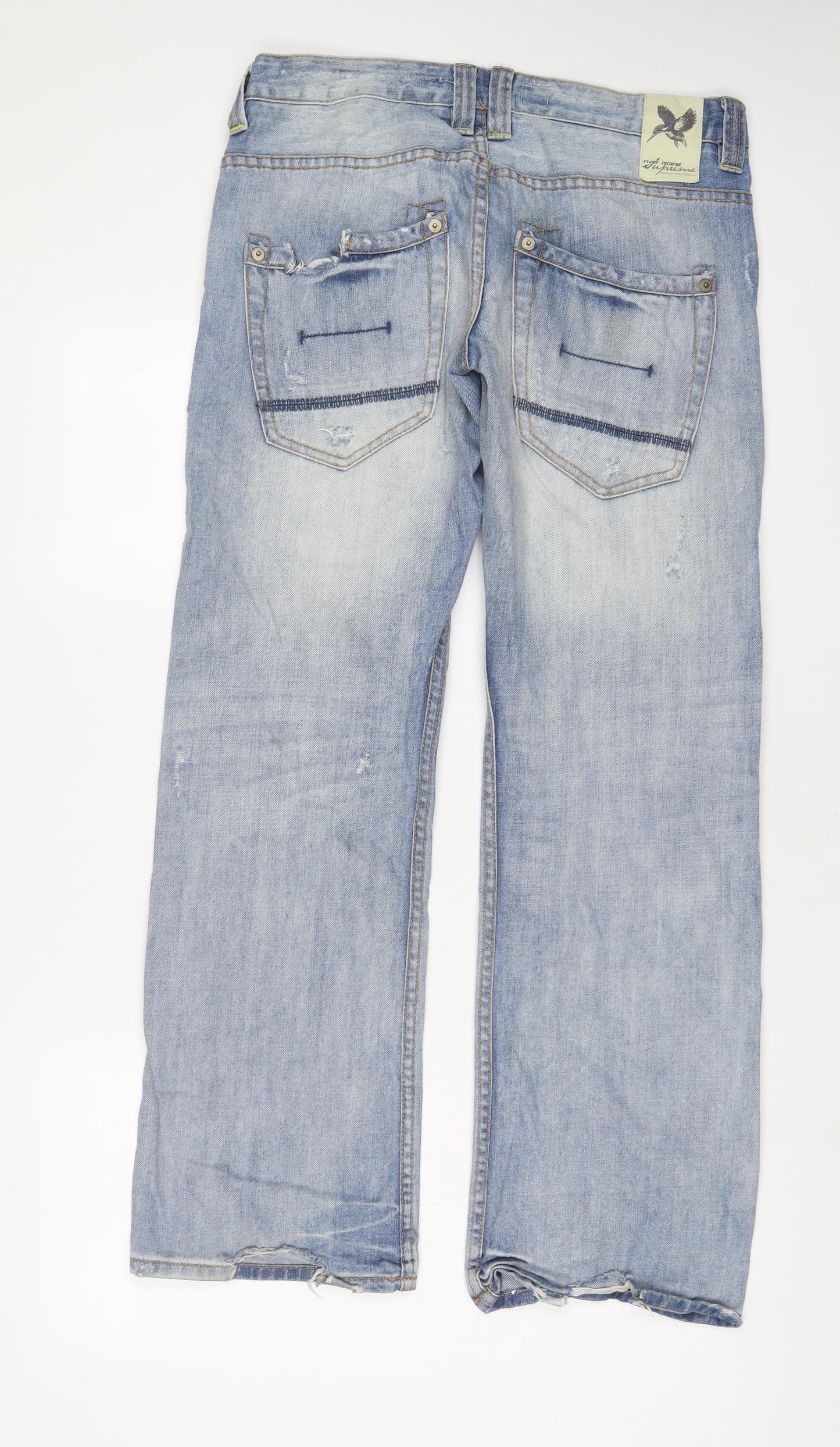 River Island Womens Blue Cotton Straight Jeans Size 10 L31 in Regular Zip