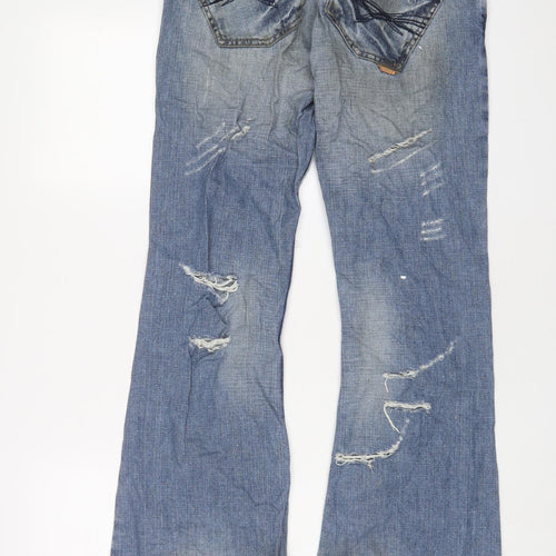 River Island Womens Blue Cotton Bootcut Jeans Size 10 L31 in Regular Zip