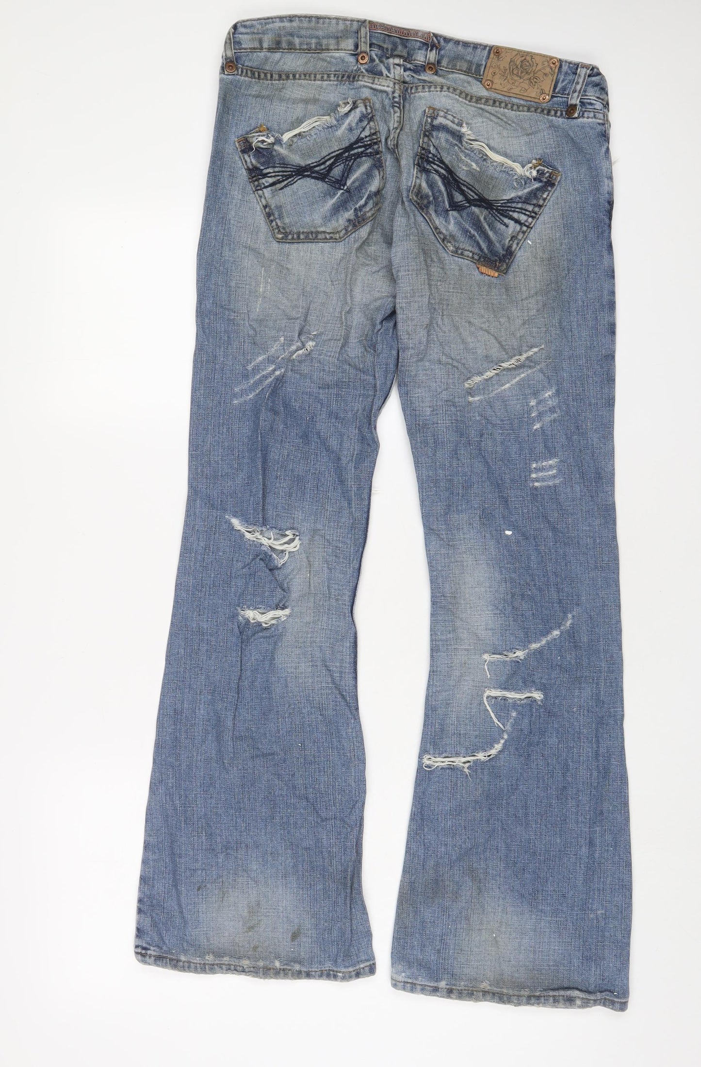 River Island Womens Blue Cotton Bootcut Jeans Size 10 L31 in Regular Zip