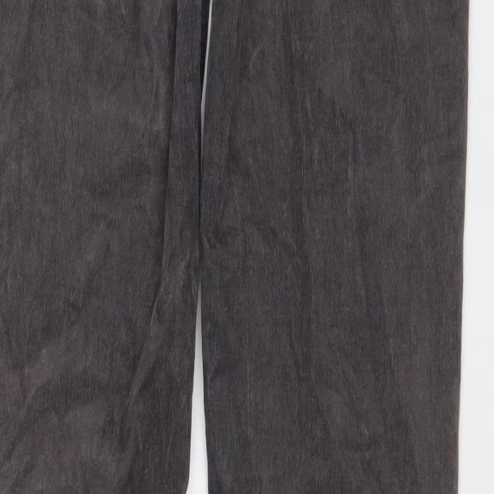 Marks and Spencer Womens Grey Cotton Trousers Size 12 L32 in Regular Zip