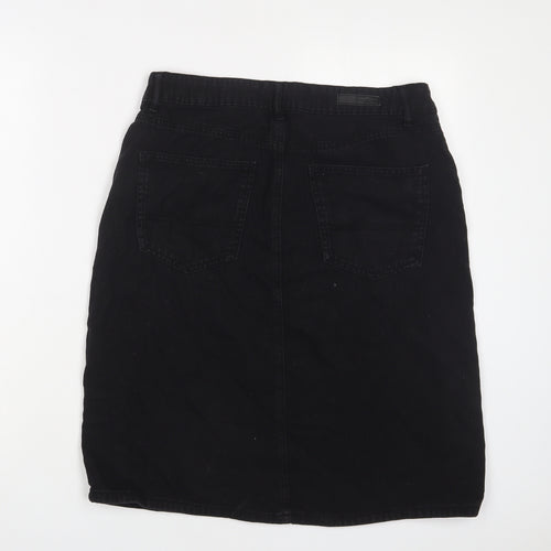 ETO Womens Black Cotton A-Line Skirt Size 14 Zip