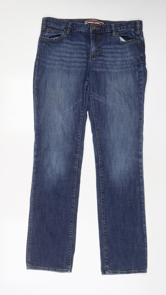 Gap Womens Blue Cotton Straight Jeans Size 10 L31 in Regular Zip