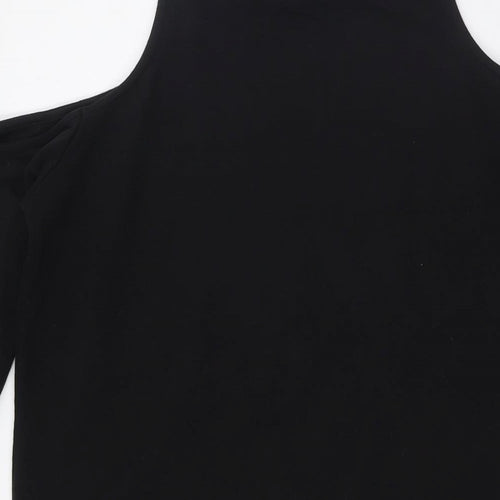 ASOS Womens Black Cotton A-Line Size 8 Crew Neck - Cold Shoulder