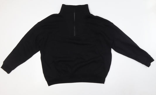 New Look Womens Black Cotton Pullover Sweatshirt Size M Zip