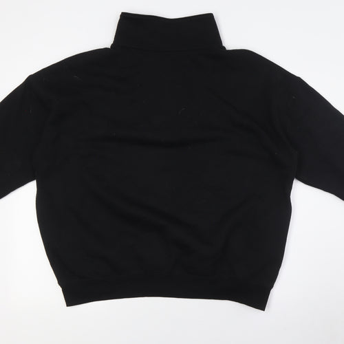 New Look Womens Black Cotton Pullover Sweatshirt Size M Zip