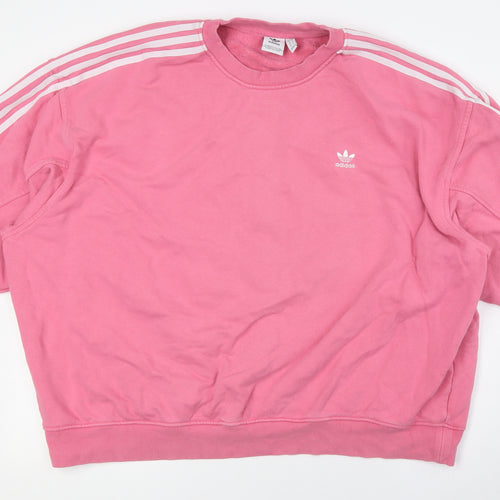 adidas Womens Pink Cotton Pullover Sweatshirt Size 18